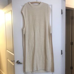 H&M cream long sweater dress with high side slit